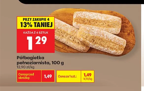 Półbagietka pełnoziarnista promocja w Biedronka