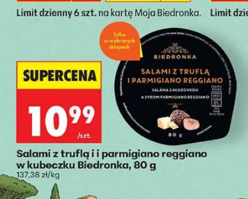 Salami z truflą i parmigiano reggiano w kubeczku Biedronka promocja w Biedronka
