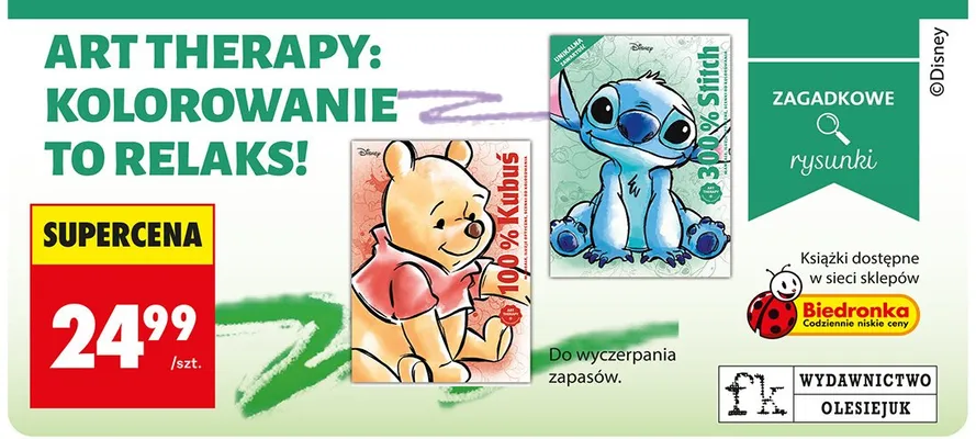 Książka Art Therapy: Kolorowanie to relaks! 100% Kubuś promocja w Biedronka