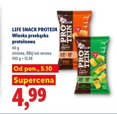 Włoska przekąska proteinowa ziołowa Life Snack Protein promocja w Lidl