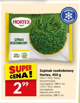 Szpinak rozdrobniony Hortex promocja w Twój Market