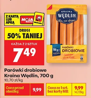 Parówki drobiowe Kraina Wędlin promocja w Biedronka