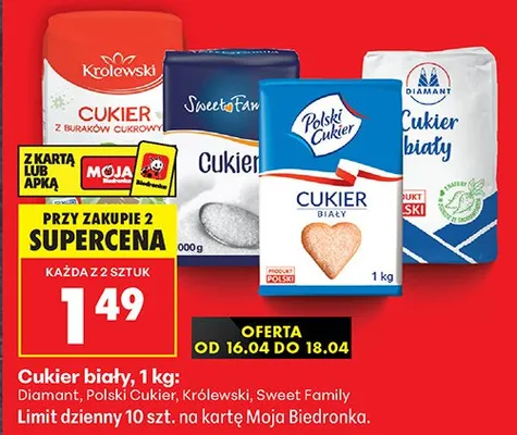 Cukier biały, 1kg promocja w Biedronka