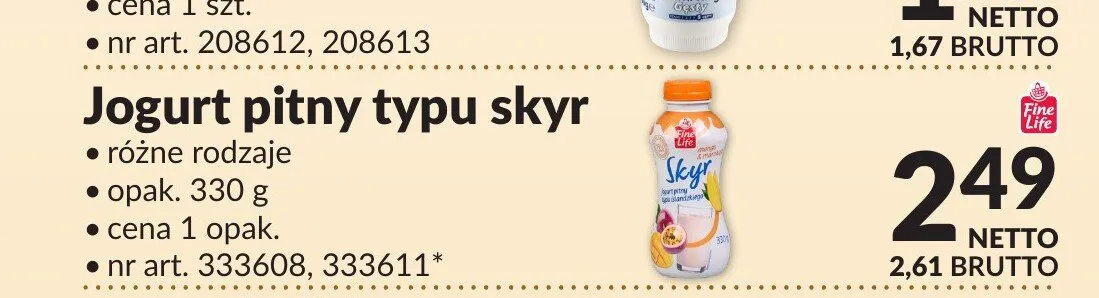 Jogurt pitny typu skyr Fine Life promocja w Makro