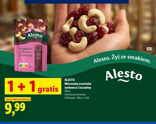 Mieszanka orzechów nerkowca i żurawiny Alesto promocja w Lidl