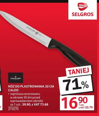 Nóż do plastrowania 20cm Caldo Zwieger promocja w Selgros