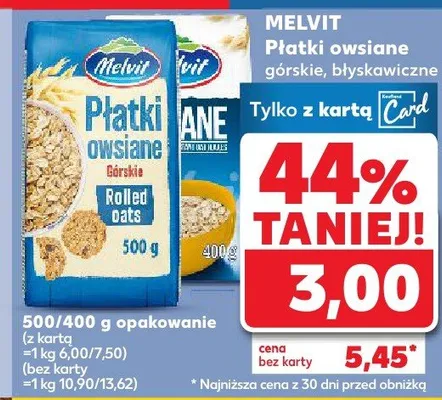 Płatki owsiane górskie, błyskawiczne promocja w Kaufland