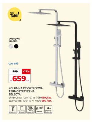 Kolumna prysznicowa termostatyczna Selecta chrom Cersanit promocja w Komfort