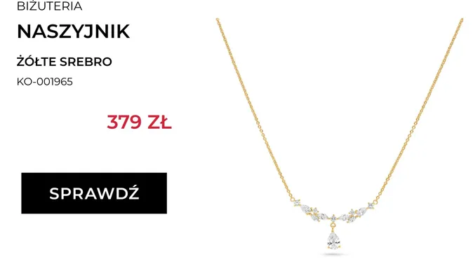 Naszyjnik Briju żółte srebro KO-001965 promocja w Briju