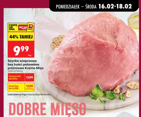 Szynka wieprzowa bez kości pakowana próżniowo promocja w Biedronka