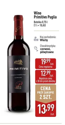 Wino Primitivo Puglia promocja w Aldi