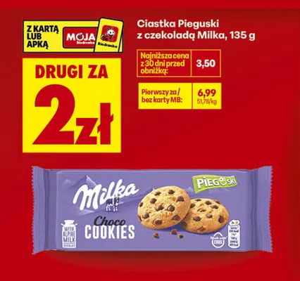 Ciastka Pieguski z czekoladą Milka promocja w Biedronka