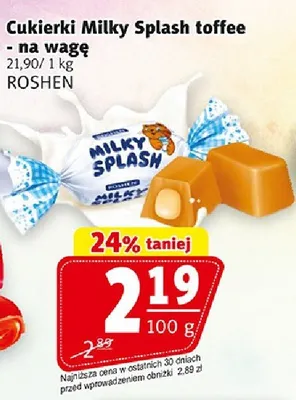 Cukierki Milky Splash toffee - na wagę promocja w Prim Market