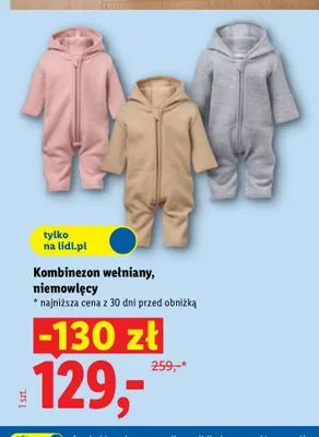 Kombinezon wełniany niemowlęcy promocja w Lidl