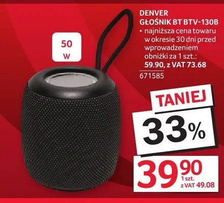 Głośnik BT DENVER BTV-130B 50W promocja w Selgros