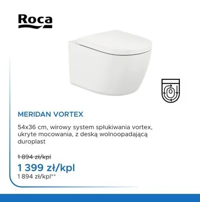 Miska WC wisząca Roca Meridan Vortex promocja w Blu Salony Łazienek