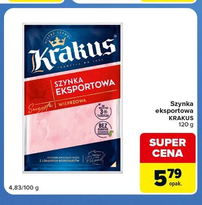 Szynka eksportowa Krakus promocja w Carrefour Market