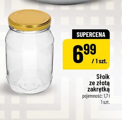 Słoik ze złotą zakrętką 1,7l promocja w POLOmarket