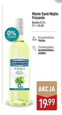 Wino bezalkoholowe Monte Santi Mojito Frizzante promocja w Aldi