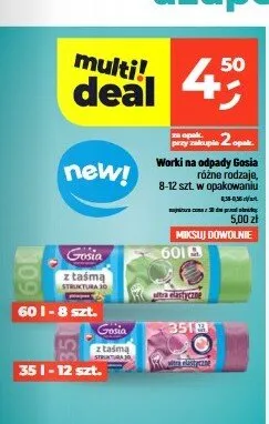 Worki na odpady Gosia z taśmą 60 l promocja w Dealz