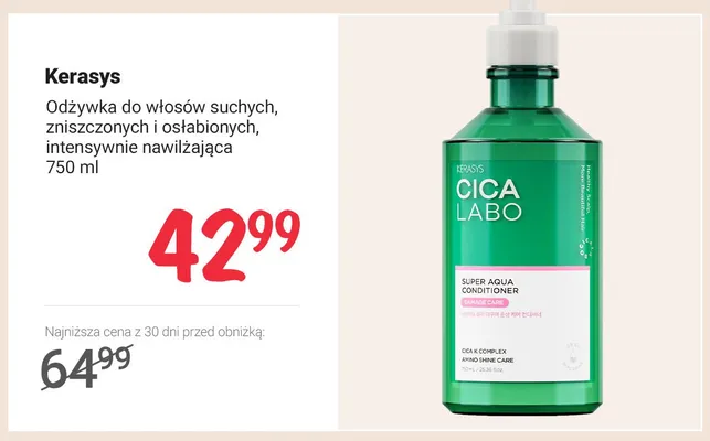 Odżywka do włosów Kerasys suchych zniszczonych i osłabionych intensywnie nawilżająca promocja w Rossmann