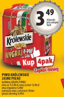 Piwo Królewskie Jasne Pełne promocja w Arhelan