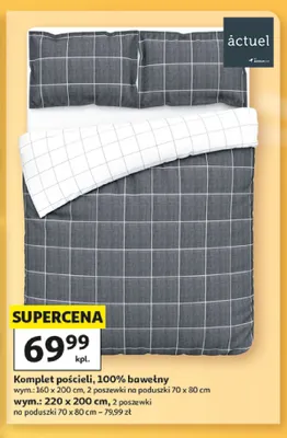 Komplet pościeli 100% bawełny Actuel 160x200 cm promocja w Auchan
