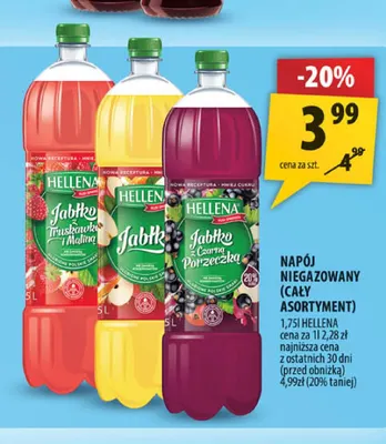 Napój niegazowany Hellena jabłko czarna porzeczka promocja w Arhelan