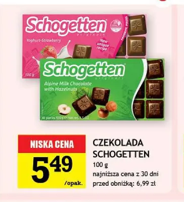 Czekolada Schogetten Alpine Milk Chocolate with Hazelnuts promocja w Gram Market