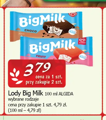 Lody Big Milk Choco Algida promocja w CEZAR Delikatesy