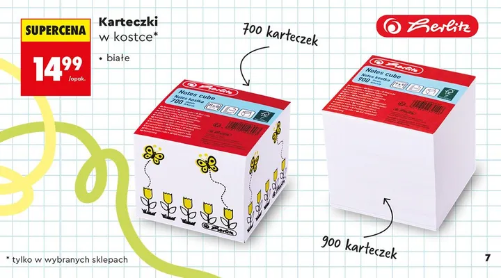Karteczki w kostce Herlitz kolorowe promocja w Biedronka