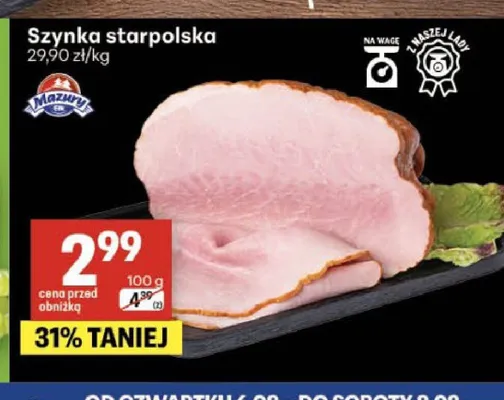 Szynka starpolska Mazury promocja w Delikatesy Centrum