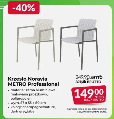 Krzesło Noravia METRO Professional promocja w Makro