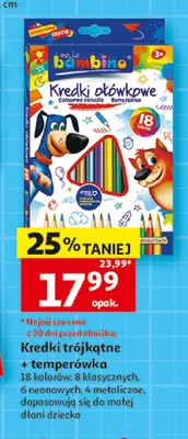 Kredki trójkątne + temperówka Moje Bambino promocja w Auchan