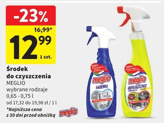 Środek do czyszczenia Meglio wybrane rodzaje 0,65-0,75l promocja w Intermarche