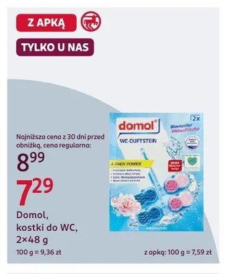 Kostki do WC Domol 2x48g promocja w Rossmann