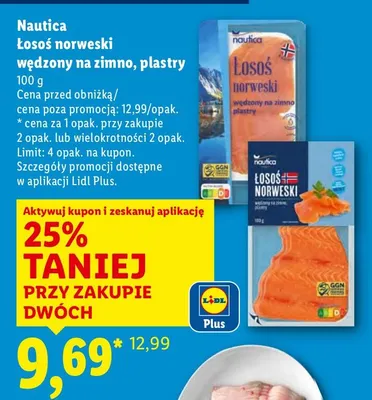Łosoś norweski wędzony na zimno, plastry promocja w Lidl