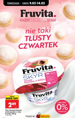 Jogurt skyr dwuwarstwowy smak pączka z różą promocja w Biedronka
