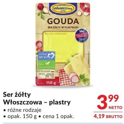 Ser żółty Włoszczowa - plastry promocja w Makro