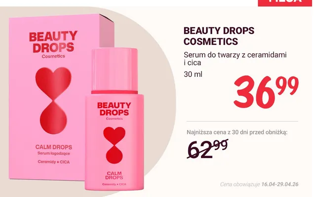 Serum do twarzy z ceramidami i cica Beauty Drops Cosmetics Calm Drops promocja w Rossmann