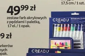 Zestaw farb akrylowych z pędzlami i paletką CREADU promocja w Empik