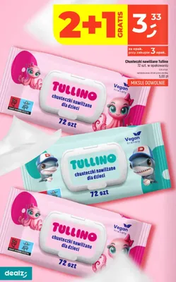 Chusteczki nawilżane dla dzieci Tullino różowe promocja w Dealz