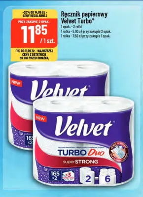 Ręcznik papierowy Velvet Turbo 2-pak promocja w POLOmarket