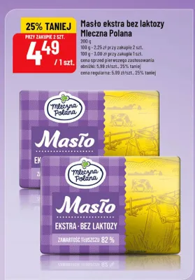 Masło ekstra bez laktozy Mleczna Polana promocja w POLOmarket