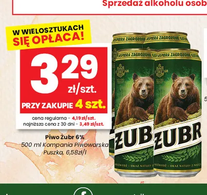 Piwo Żubr 6% promocja w emma MARKET