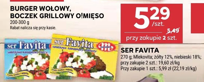 Ser Favita żółty 12% Mlekovita promocja w Stokrotka