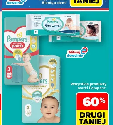 Chusteczki nawilżane Pure Skin Cleaning Pampers promocja w Carrefour