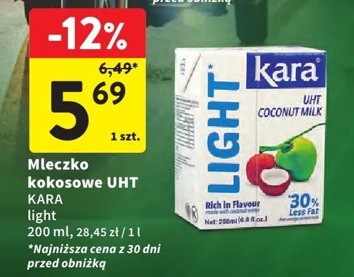 Mleczko kokosowe UHT light promocja w Intermarche
