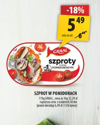 Szprot w sosie pomidorowym Graal promocja w Arhelan