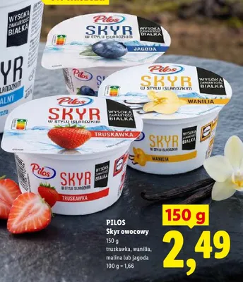 Skyr owocowy malinowy Pilos promocja w Lidl
